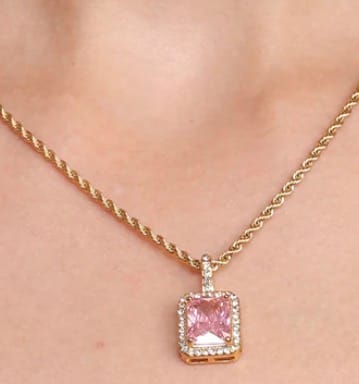 Customer photo review of Pink Emerald Geometric Pendant