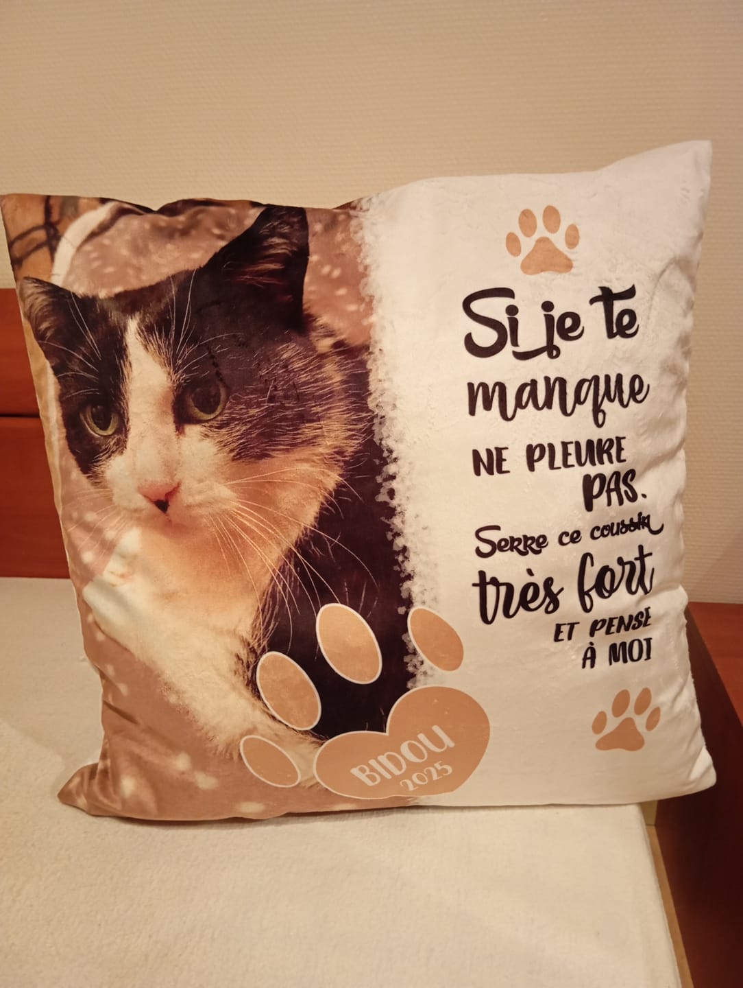 Customer photo review of Si je te manque - Coussin personnalisé