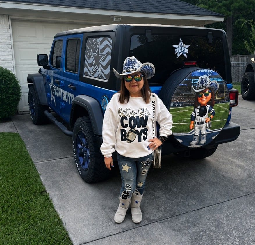 Customer photo review of Custom Spare Tire Cover for Jeep, RV, Bronco Camper, Trailer, & More