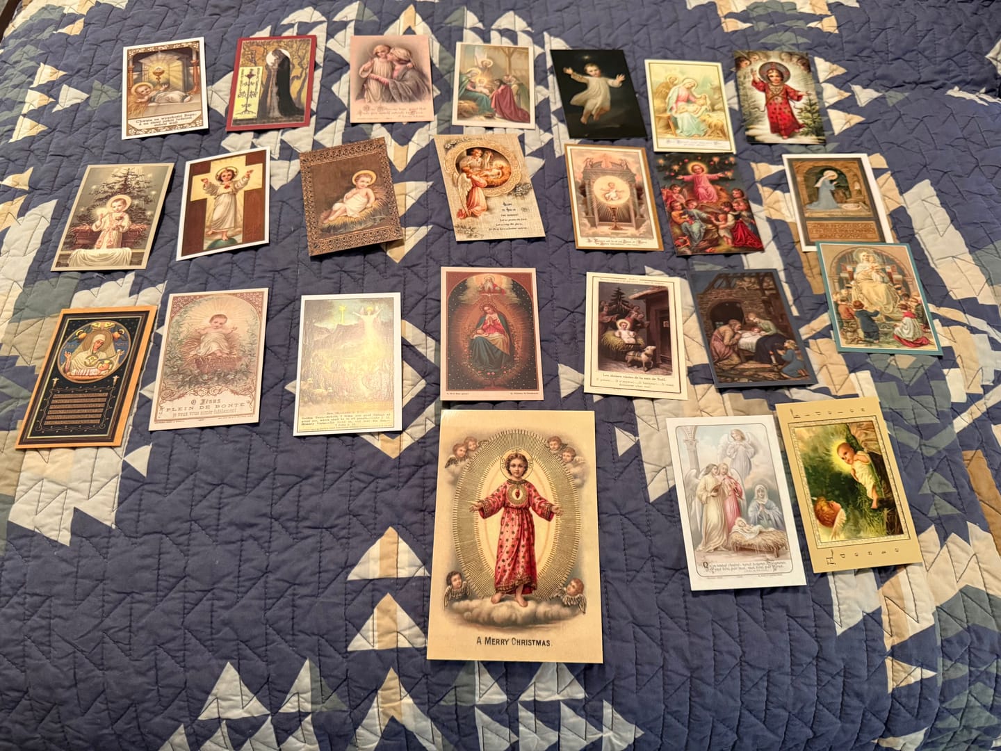 Customer photo review of Christmas Holy Cards – Set of 48 Restored Vintage Holy Cards (2x24)  – Variety Pack – Beautiful and Inspirational