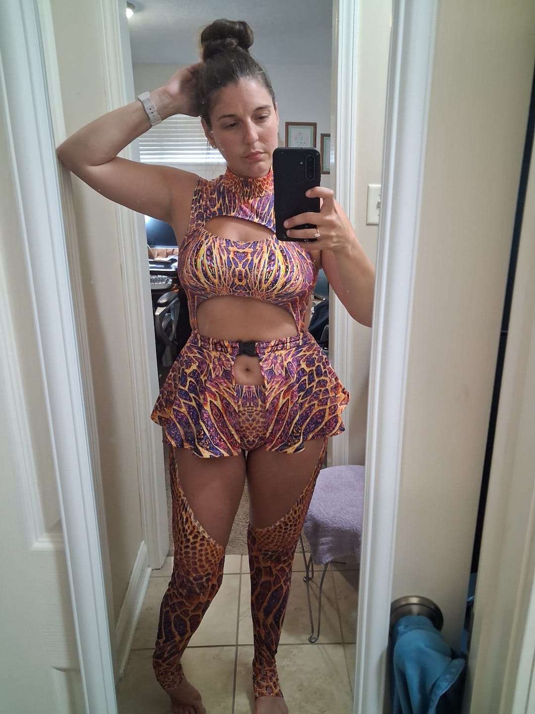 Customer photo review of Rosy Viper Chaps Leotard Wraps Set
