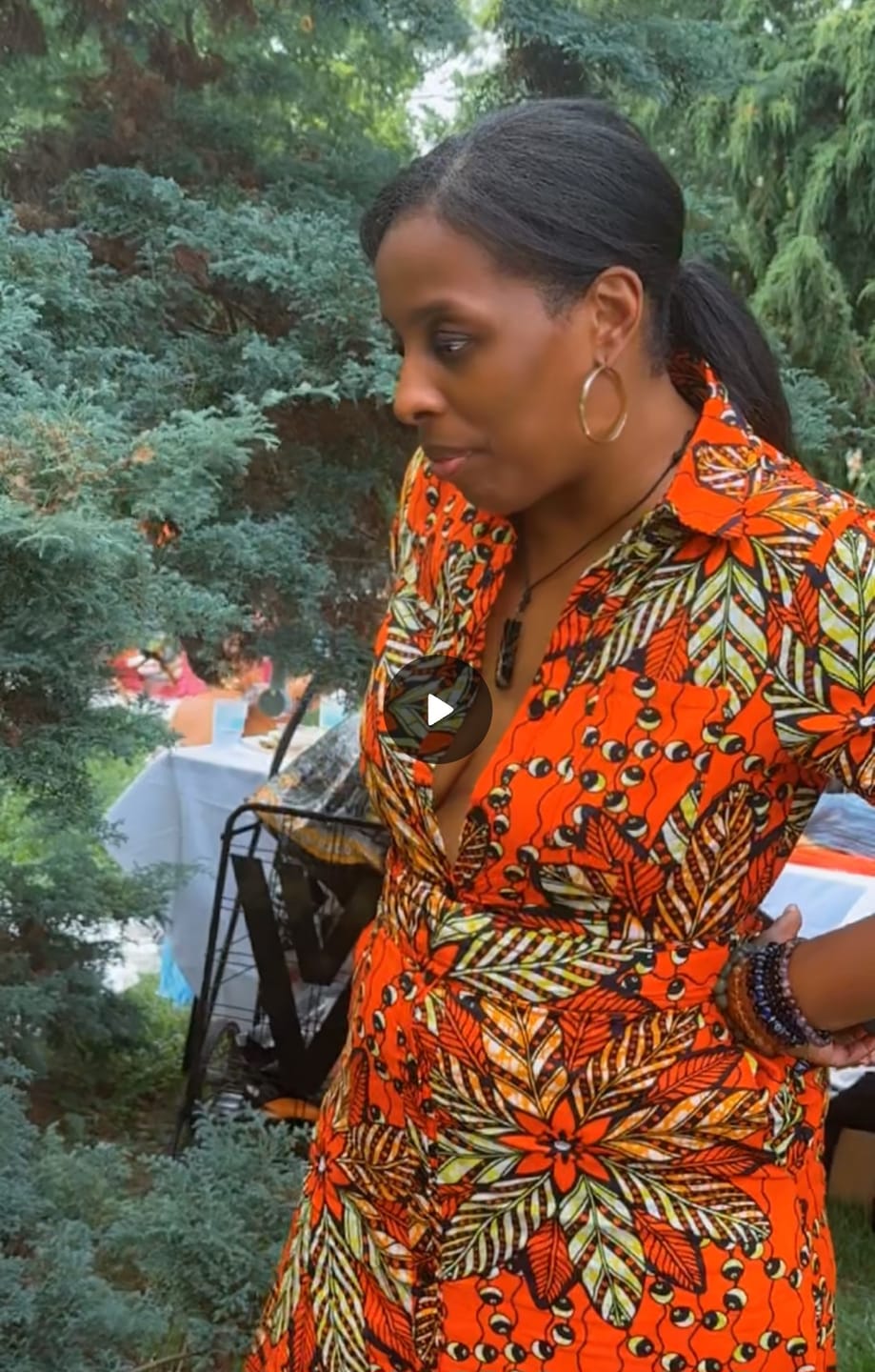 Customer photo review of NANNY AFRICAN PRINT MAXI A-LINE SHIRT DRESS [ORANGE]