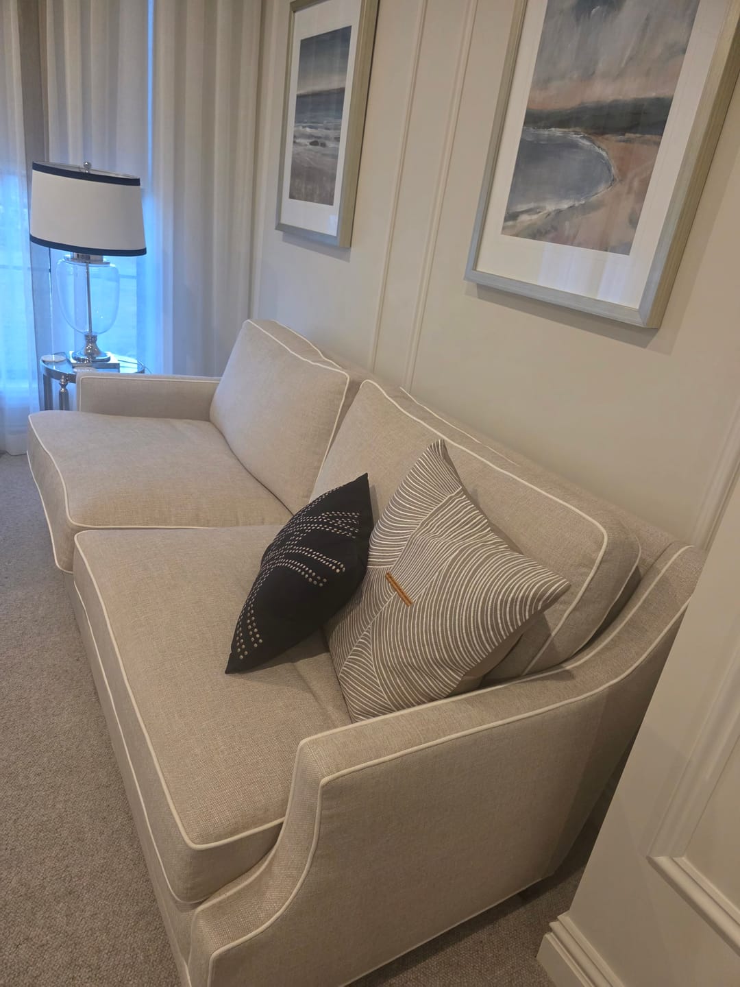 Customer photo review of Dot Polar Black Satin Embroidered Cotton Lumbar Cushion