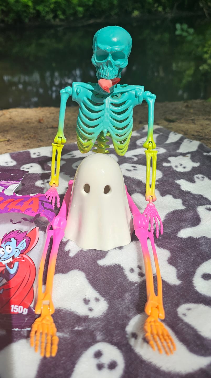 Customer photo review of Buntes Hängeskelett mit beweglichen Gelenken für Summerween