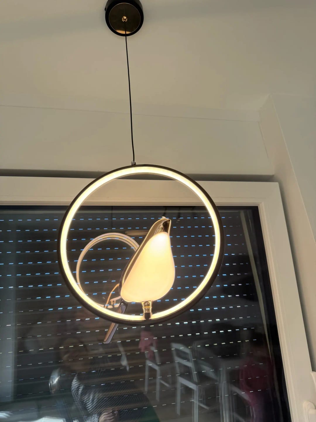 Customer photo review of Sculptural Oval Pendant Light With Warm LED Glow, Adjustable Drop