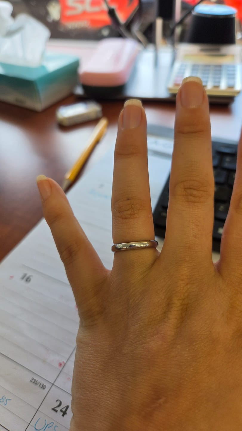 Customer photo review of Cobalt Wedding Ring Set - 8mm & 3mm