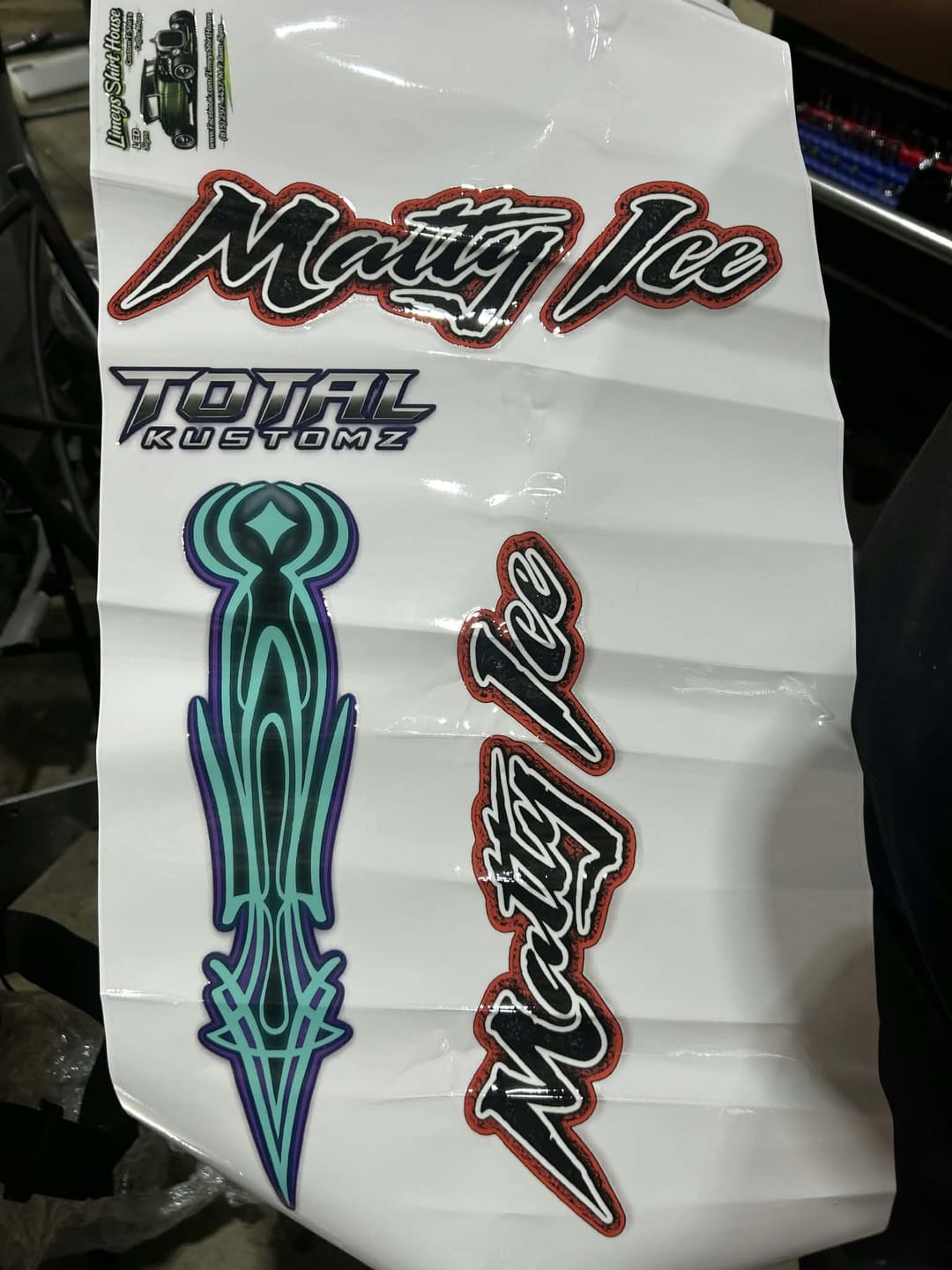 Customer photo review of UV Stickers Transfers By Size