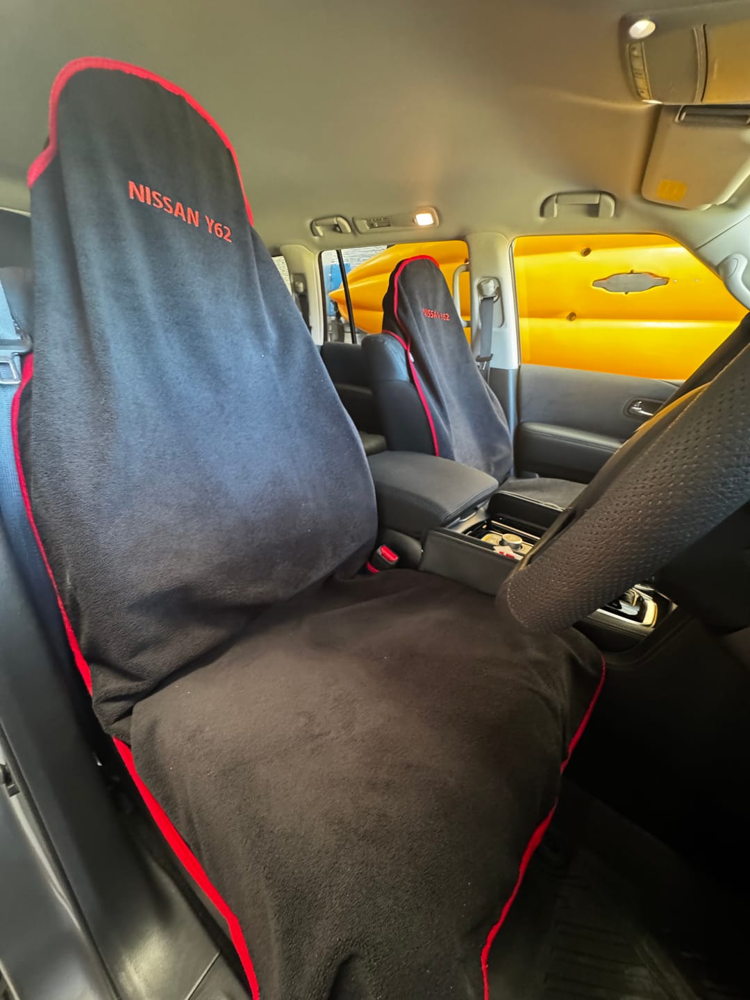 Customer photo review of Waterproof Car Seat Towel – Black Racing Red |  Towel Society