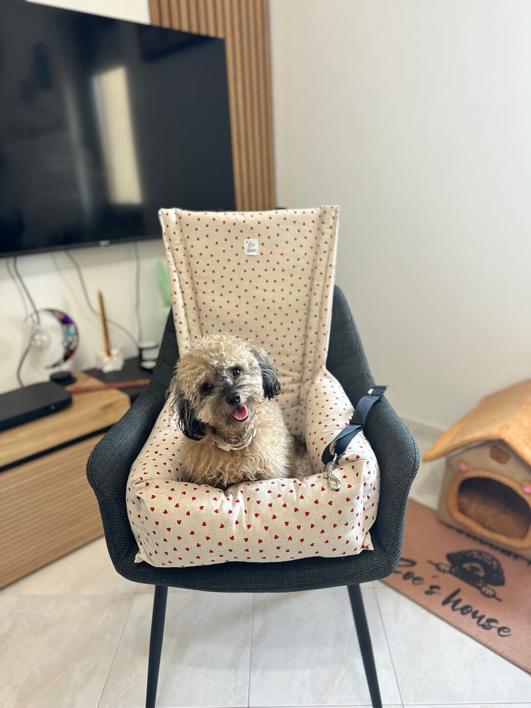 Customer photo review of Seggiolino Auto Cotone Panama Little Love Heart Red