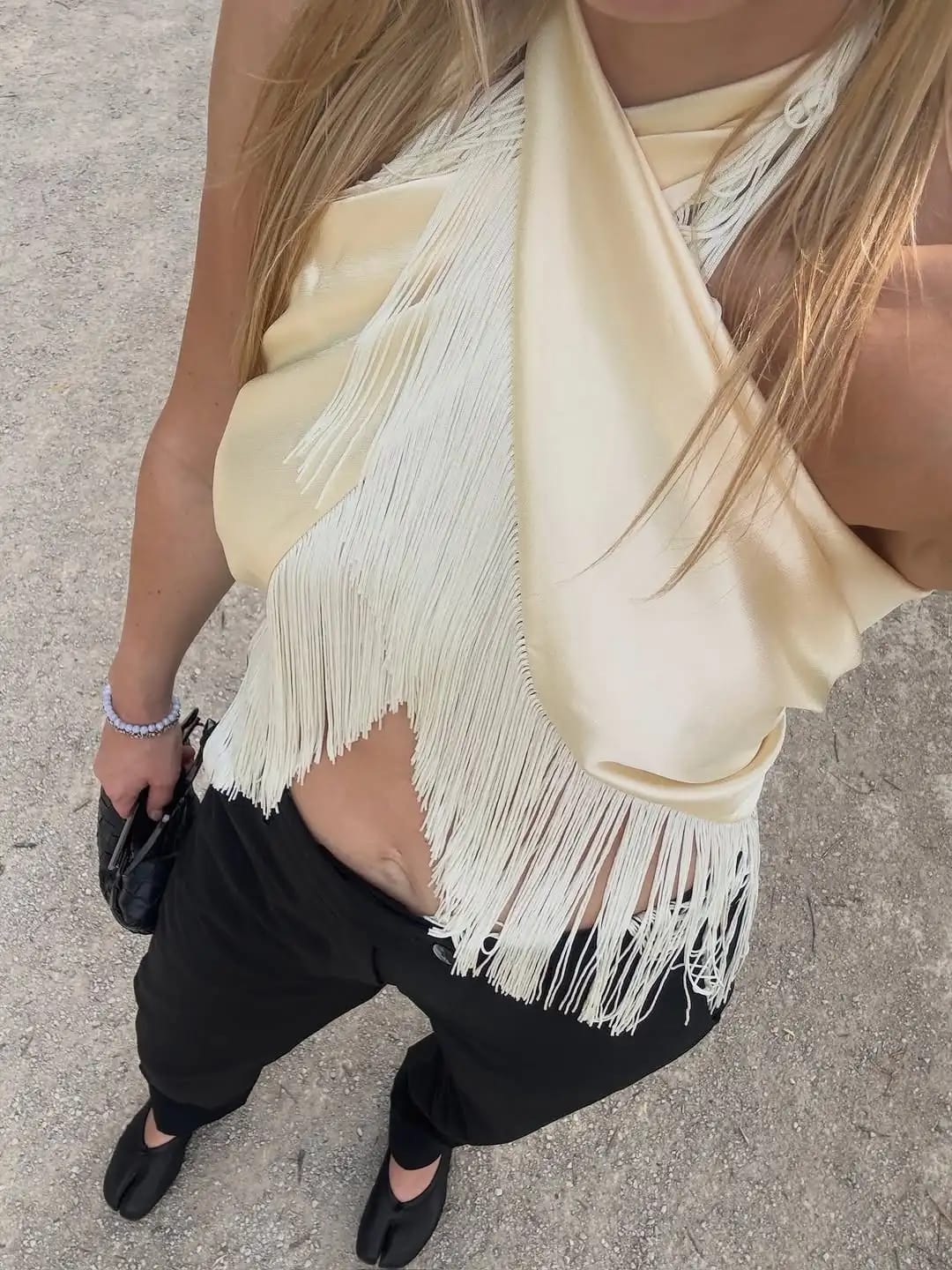 Customer photo review of Vivienne Satin Halter Crop Top