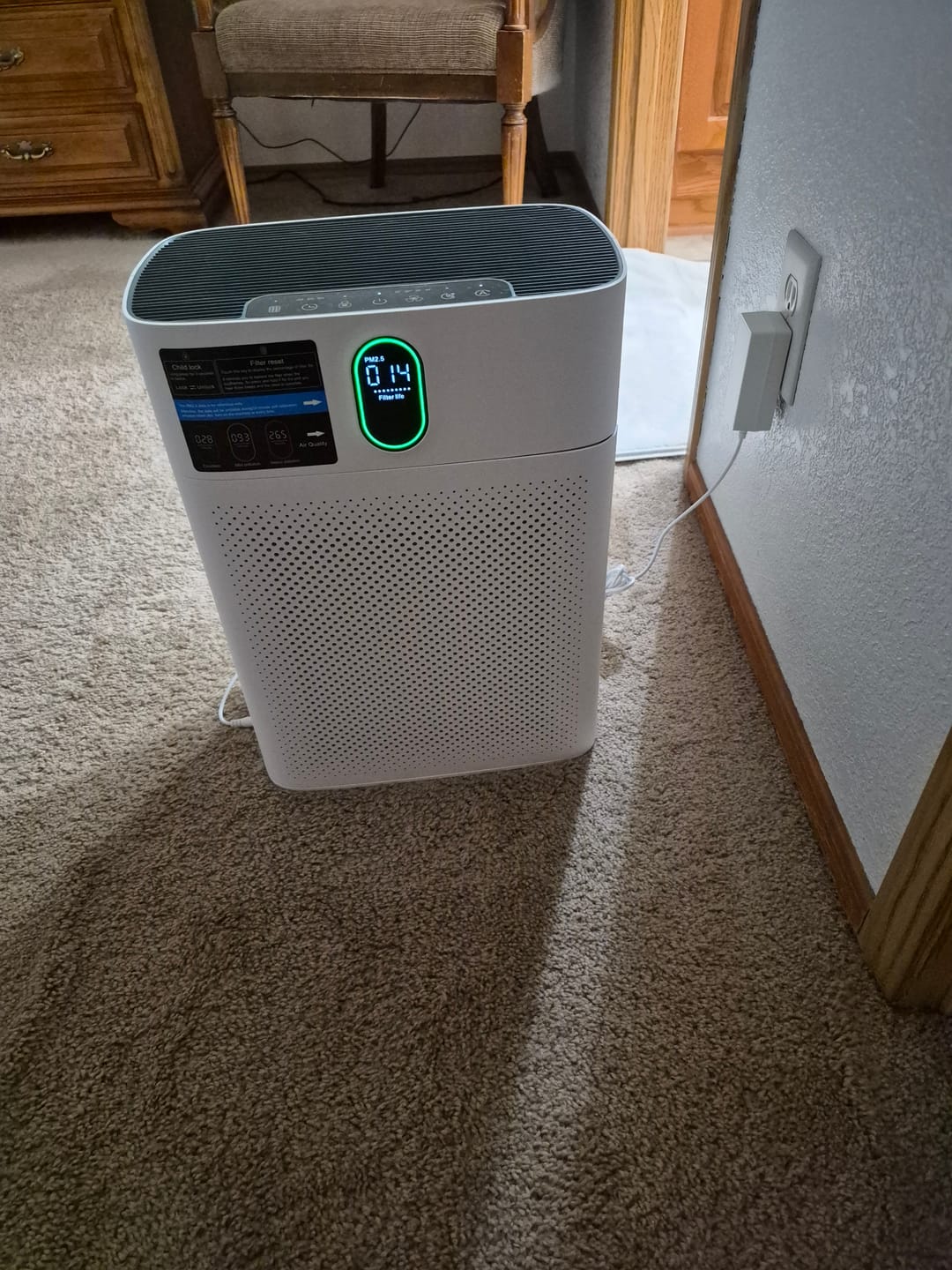 Customer photo review of Smart Air Purifier V1 Pro – Powerful HEPA Filtration with PM2.5 Sensor, App & Voice Control for Clean Indoor Air