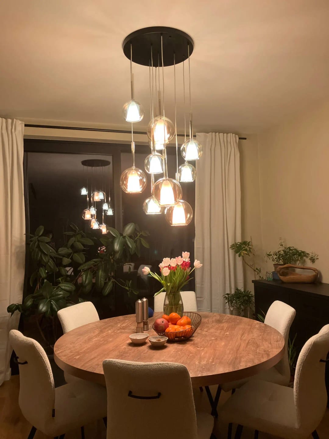 Customer photo review of Glass Globe Pendant Light With G9 Base, Amber, Smoke Gray or Clear, 3 Sizes