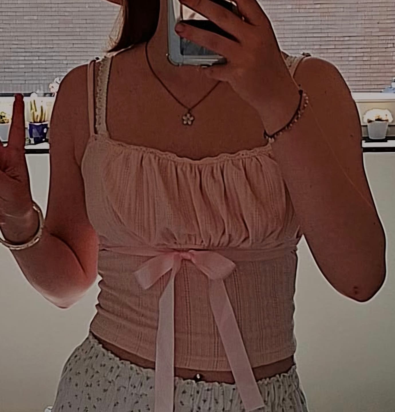 Customer photo review of My True Form Cotton Cami Top (Pink Bow)