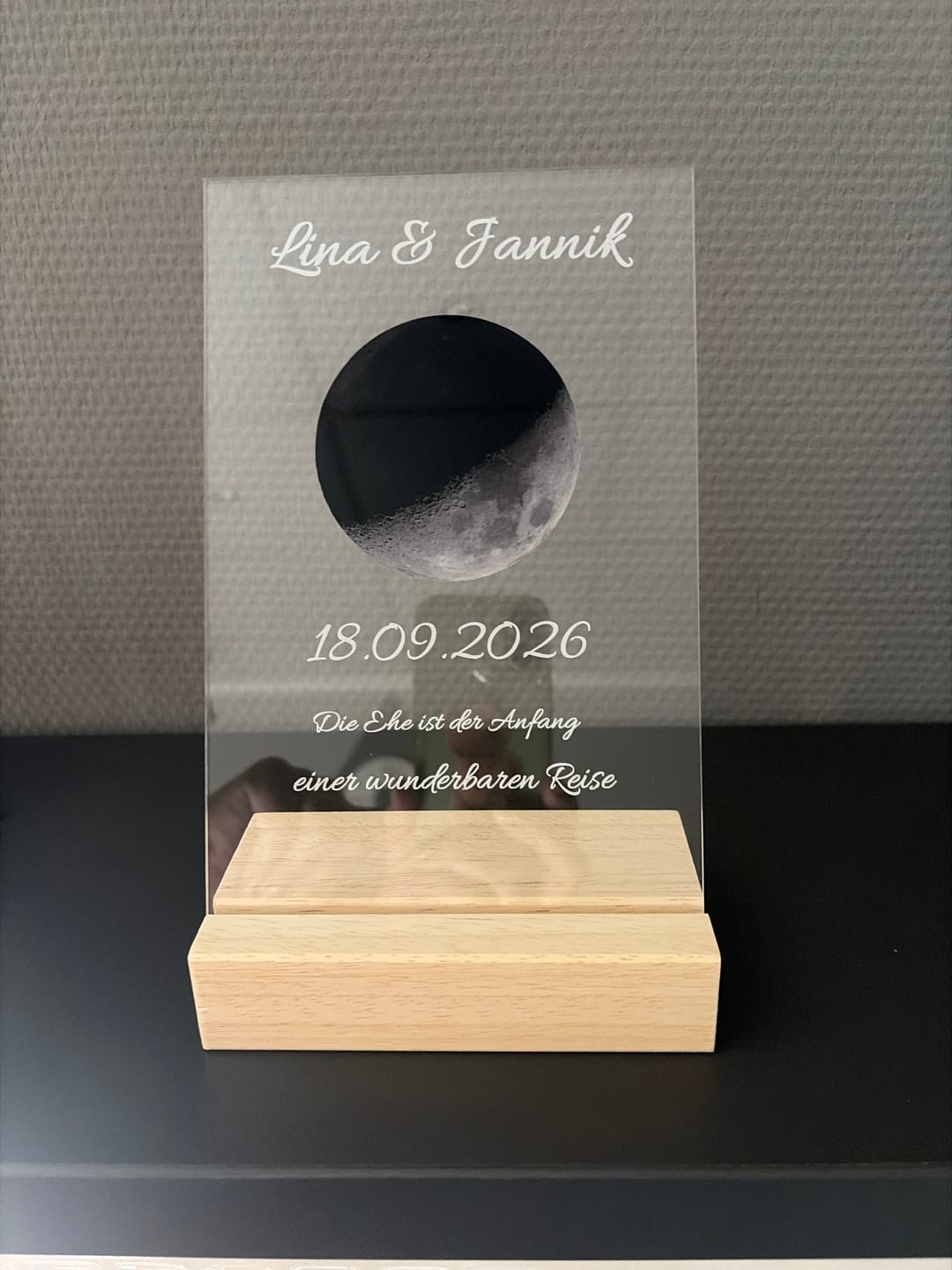 Customer photo review of Acrylglas - unser Mond - personalisierbar