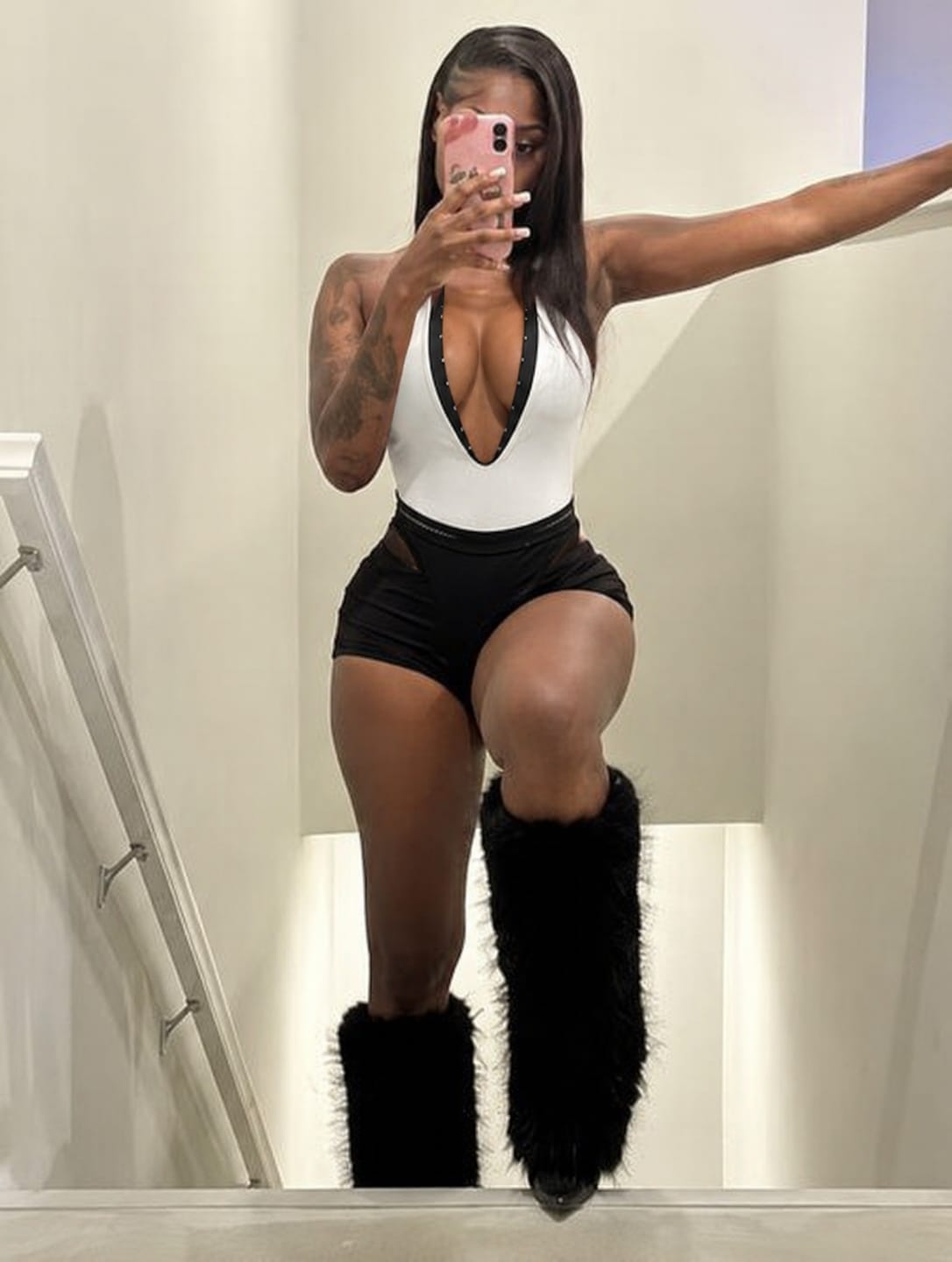Customer photo review of Monochrome Plunge Cutout Duo