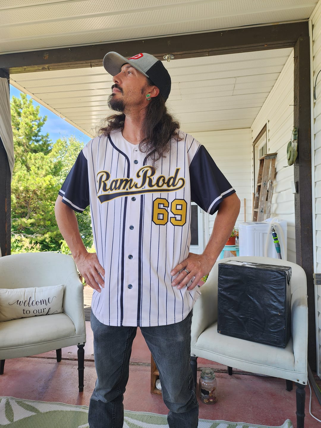 Customer photo review of Custom Cream Black Stripe Fashion Raglan Sleeves Authentic Baseball Jersey