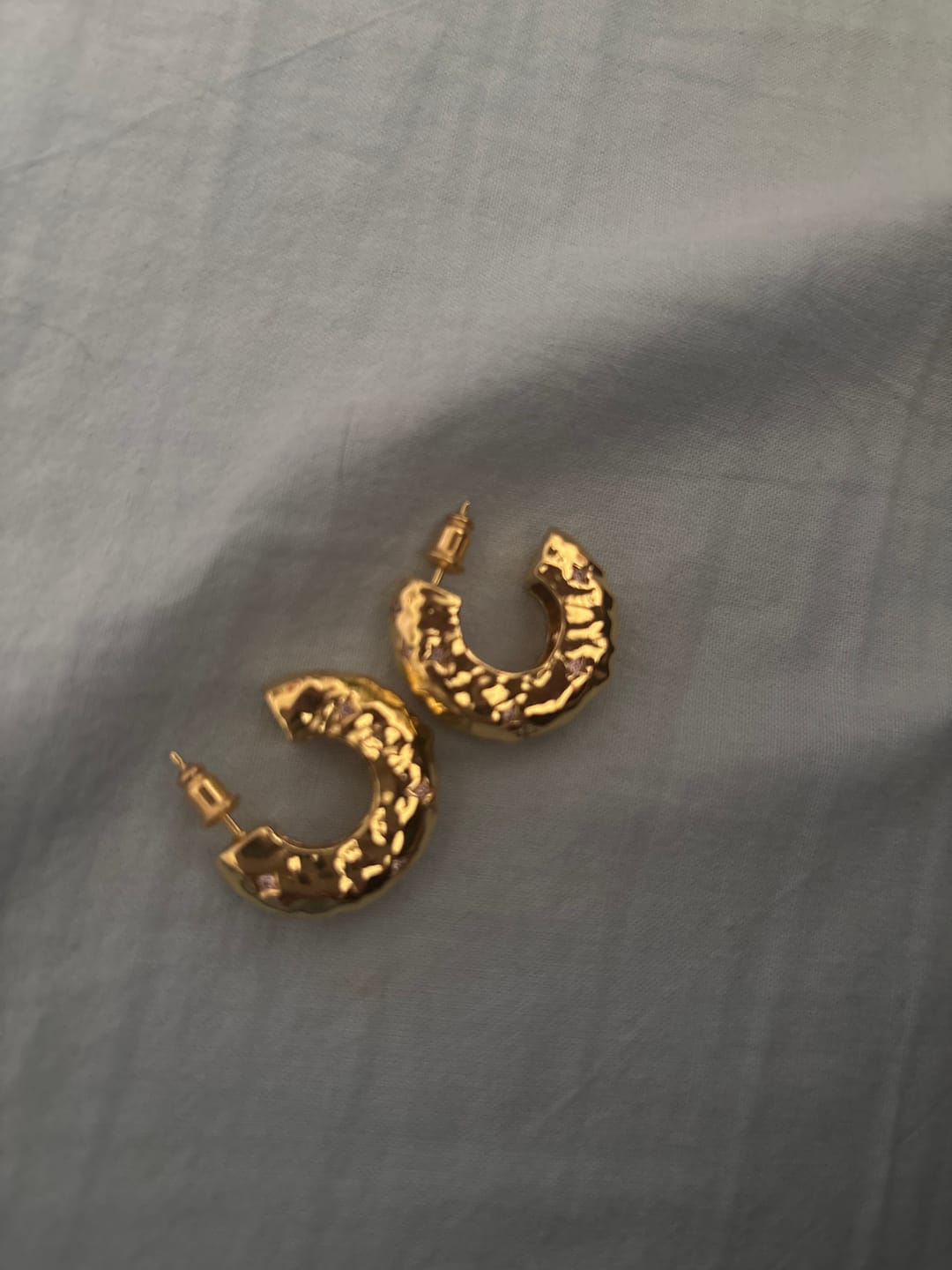 Customer photo review of PRE-ORDER Ruby Hoop Earrings - LIGHT PINK