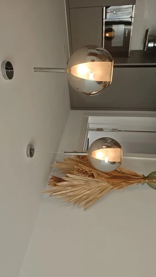 Customer photo review of Glass Globe Pendant Light With G9 Base, Amber, Smoke Gray or Clear, 3 Sizes