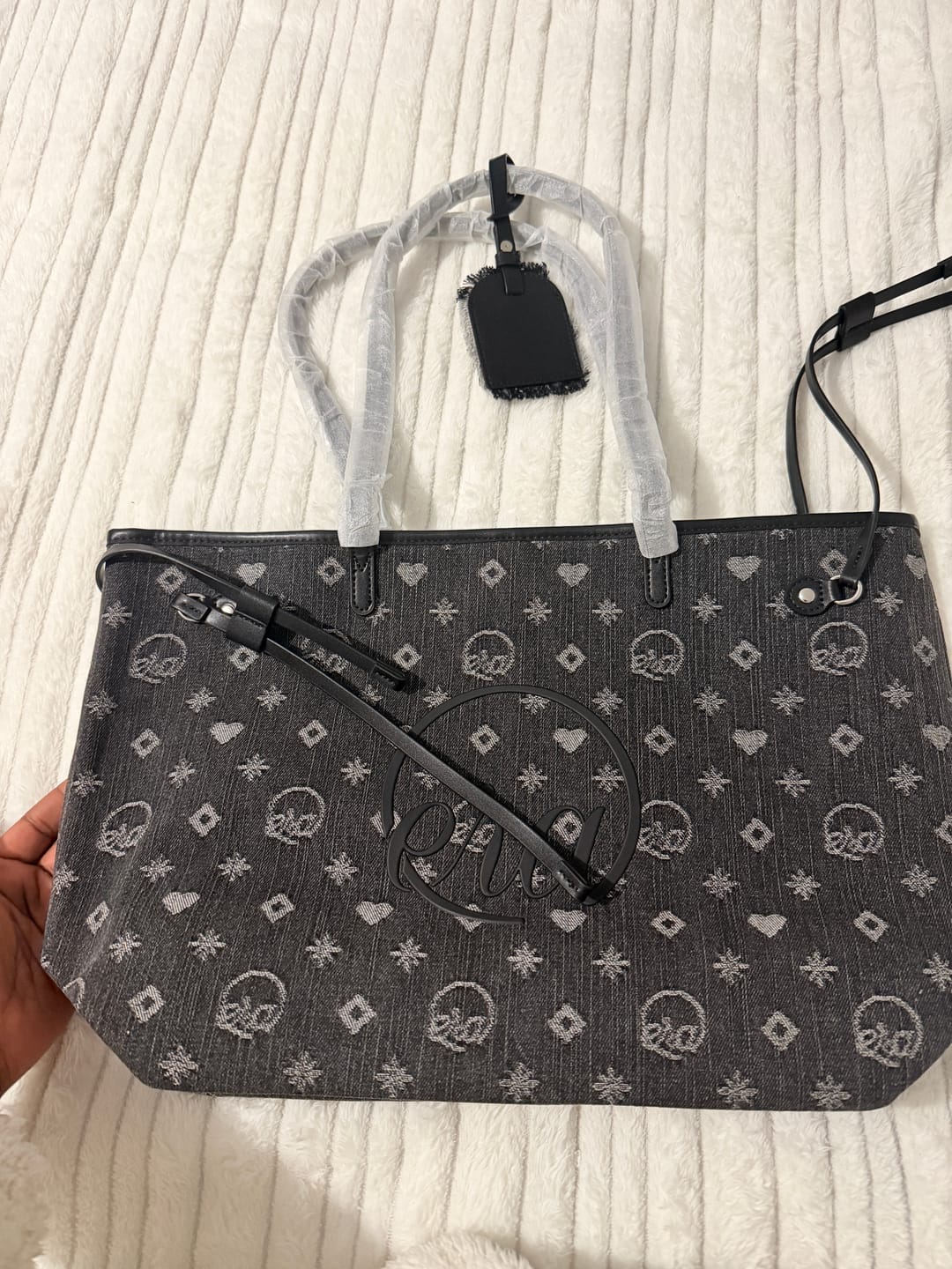Customer photo review of Midnight Muse Denim Tote