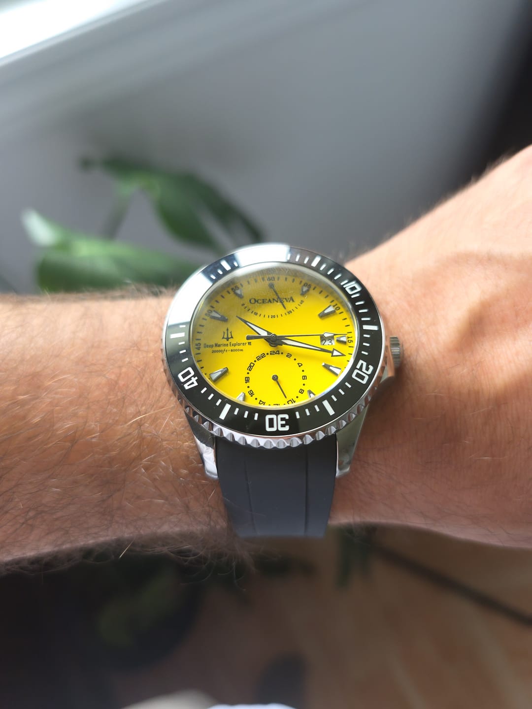 Customer photo review of Oceaneva Power Reserve 6000m Automatic Grade 5 Titanium Watch Yellow