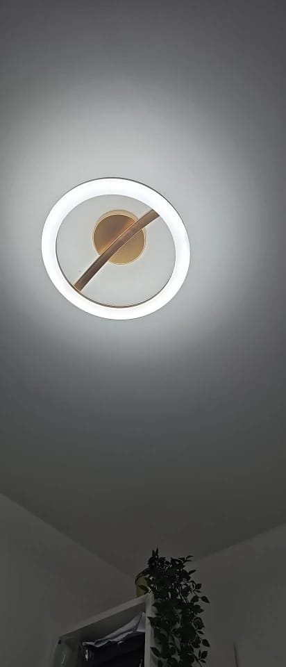 Customer photo review of Flush Mount LED Ceiling Light, 12 Inch Round, Wood-Texture Iron Frame, Modern