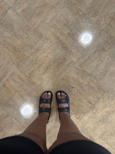 Customer photo review of DAD SANDAL IN BLACK SHEEPSKIN
