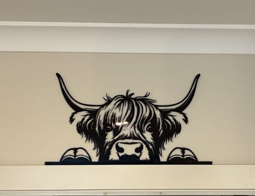 Customer photo review of Peeking Highland Cow Wall Art
