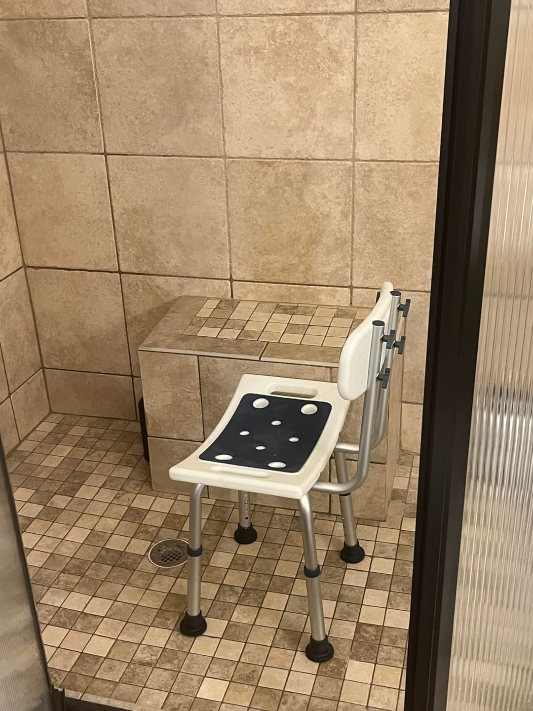 Customer photo review of Adjustable Shower Chair with Backrest
