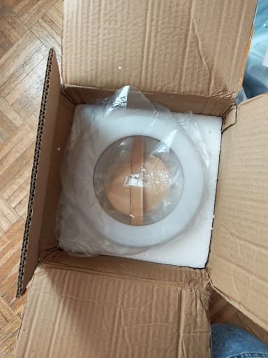 Customer photo review of Flush Mount LED Ceiling Light, 12 Inch Round, Wood-Texture Iron Frame, Modern