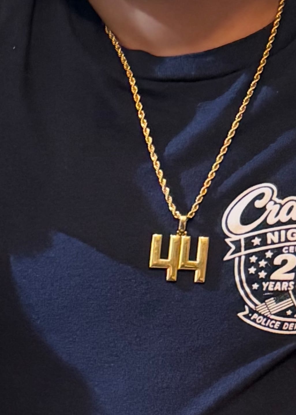 Customer photo review of Signature Jersey Number Pendant 18K Plated Gold