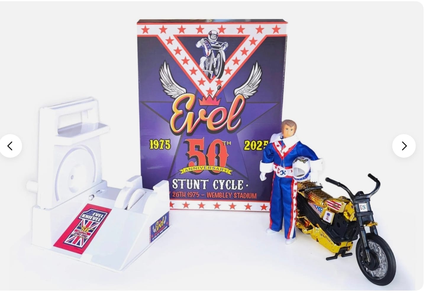 Customer photo review of Wembley 50th Anniversary Evel Knievel Stunt Cycle Set – Limited Gold Edition