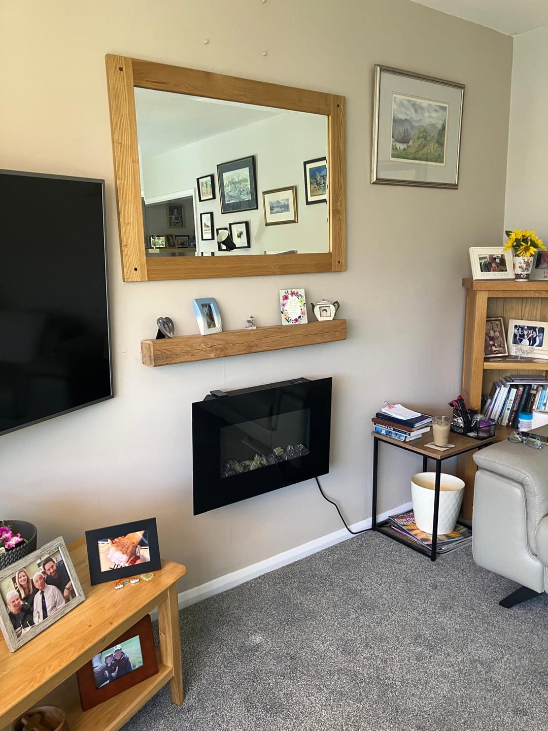 Customer photo review of Rustic Oak Fireplace Beam – 10×10 Mantel Beam