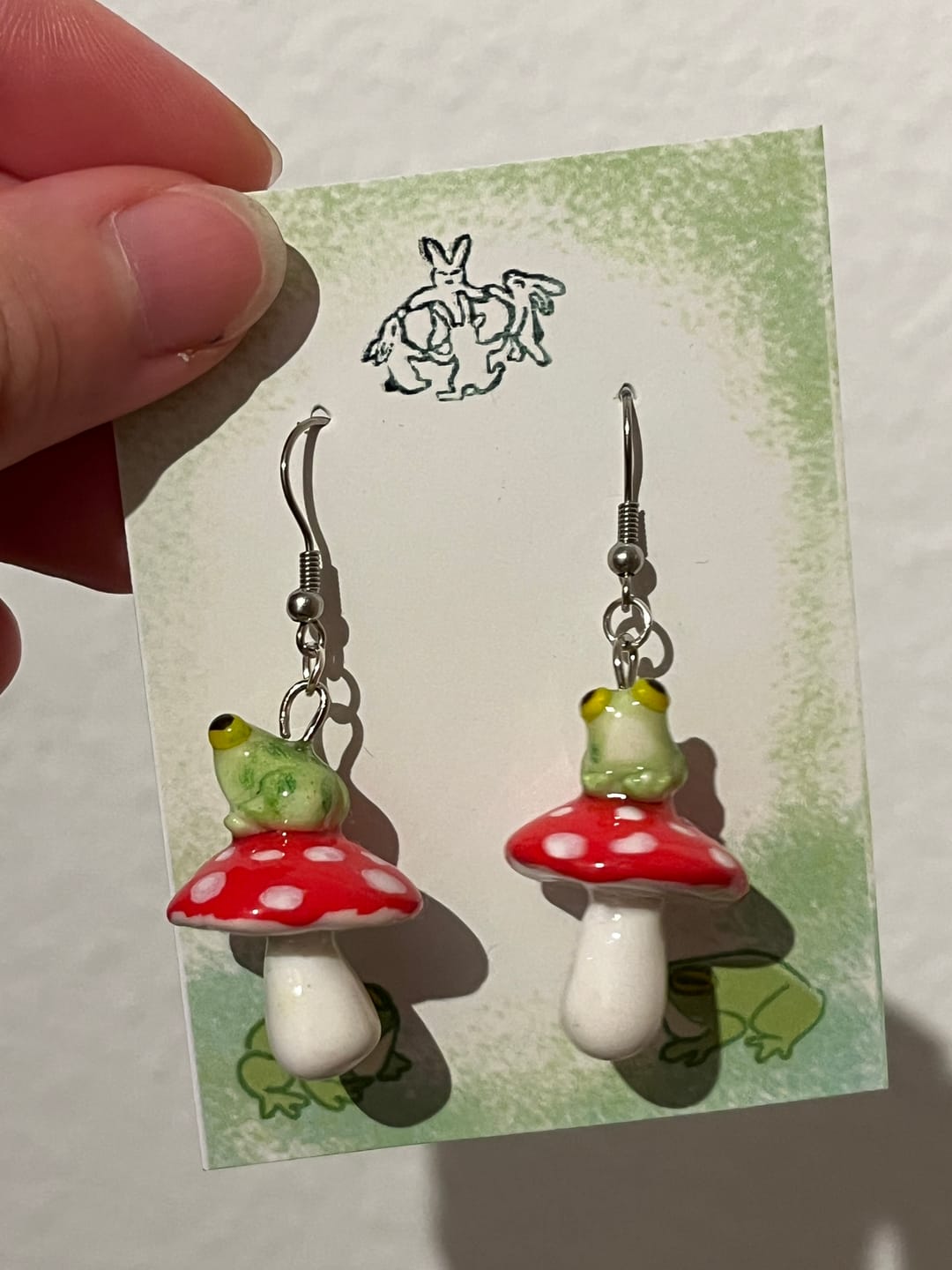 Customer photo review of Mushroom Frogs Earrings