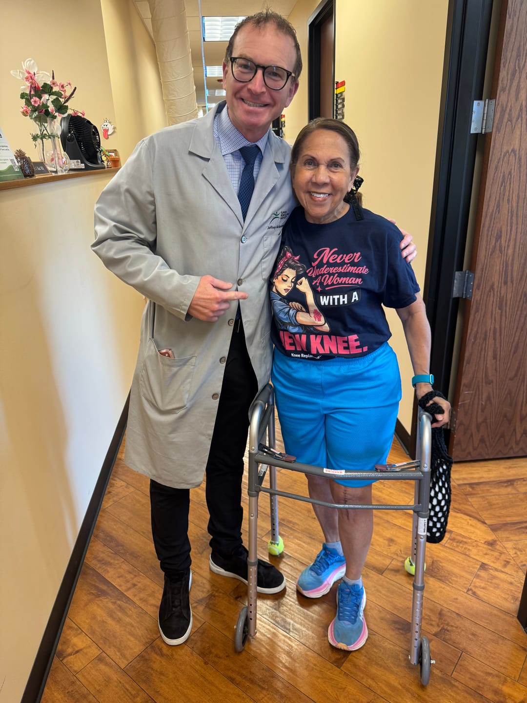Customer photo review of Never Underestimate A Woman With A New Knee Shirt