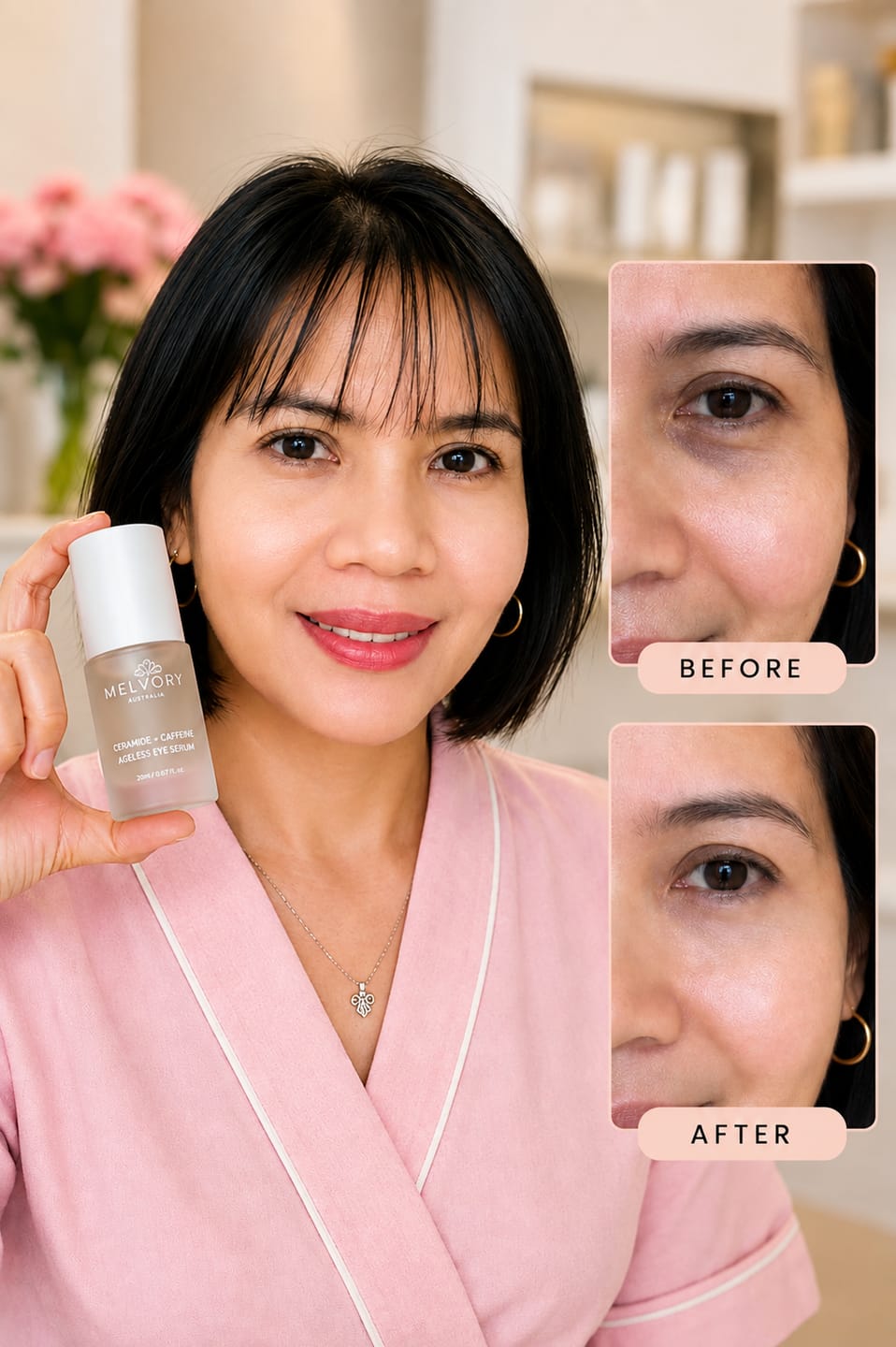 Customer photo review of Ceramide + Caffeine Ageless Eye Serum