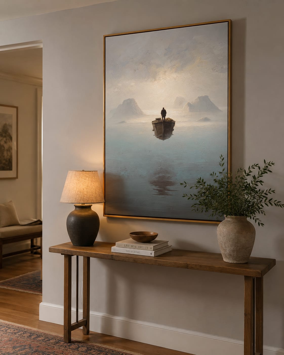 Customer photo review of Silent Voyage-Misty Boat Painting