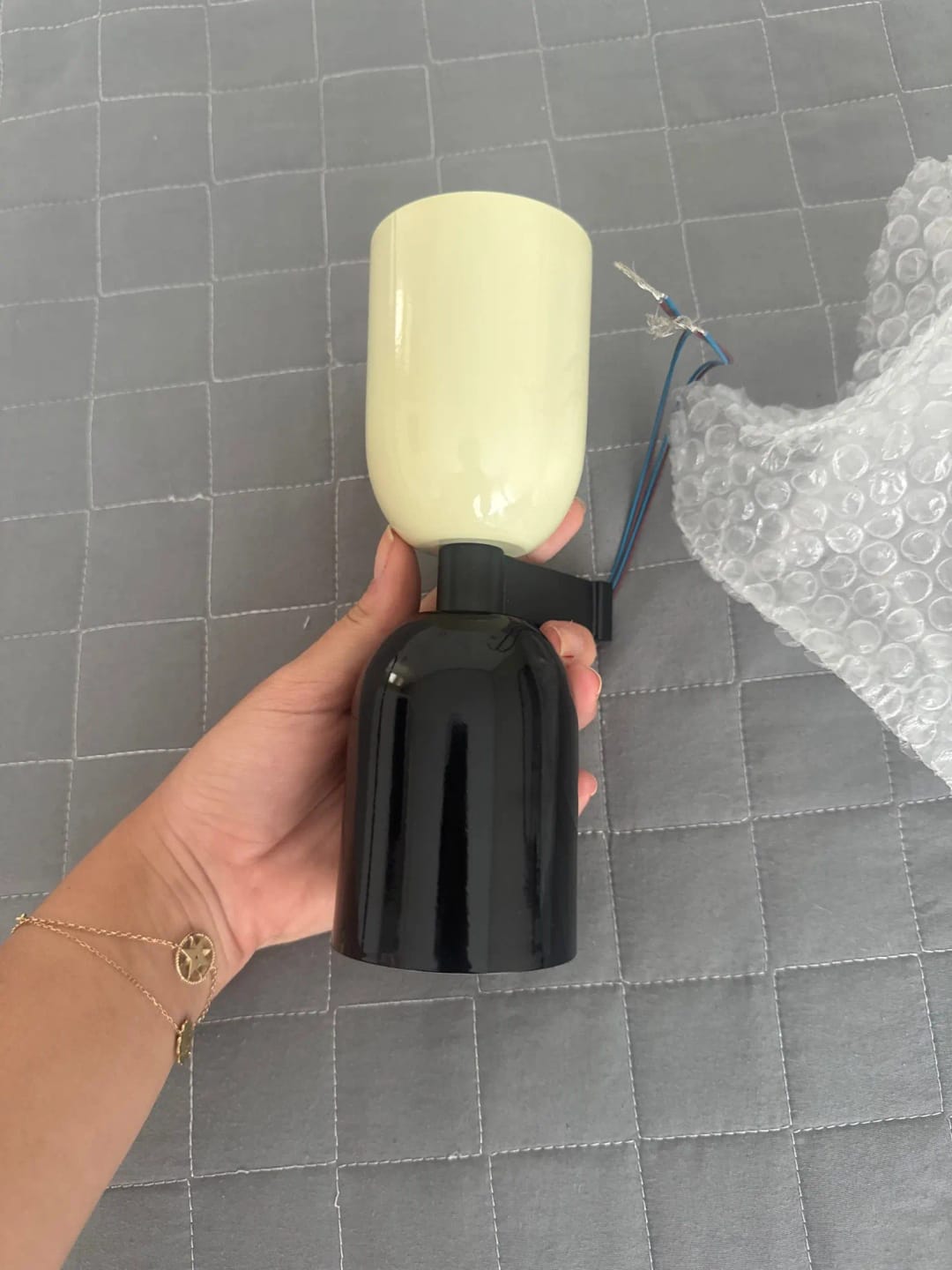 Customer photo review of Cylinder LED Wall Sconce, Two-Light Iron Fixture, Minimalist Design