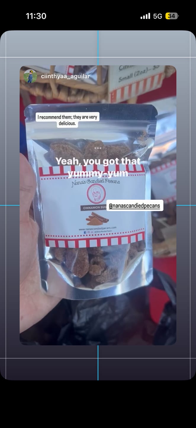 Customer photo review of Cinnamon Sugar Candied Pecans