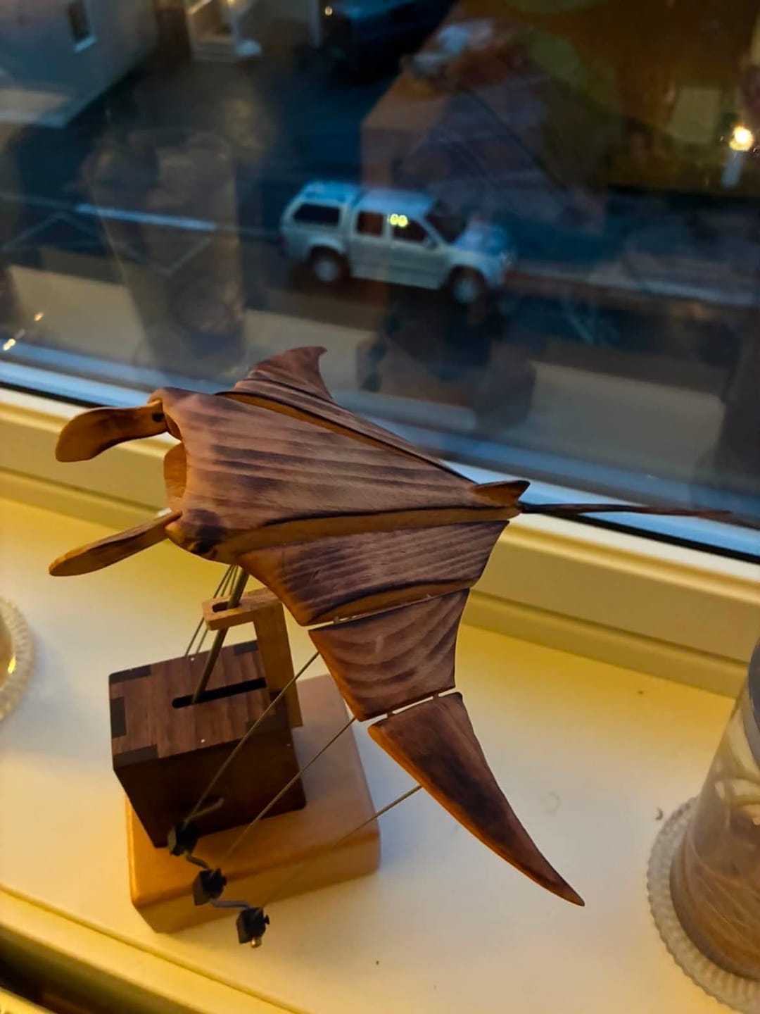 Customer photo review of MarinerPoet Handcrafted Wooden Manta Ray Automaton