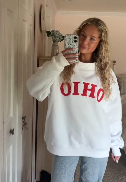 Customer photo review of Custom Appliqué Embroidery Oversized Polka Dot Mockneck Pullover | Relaxed-Fit Half-Turtleneck with Vintage Dot Pattern