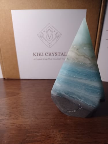 Customer photo review of Natural Crystal Blue Quartzite Teardrop