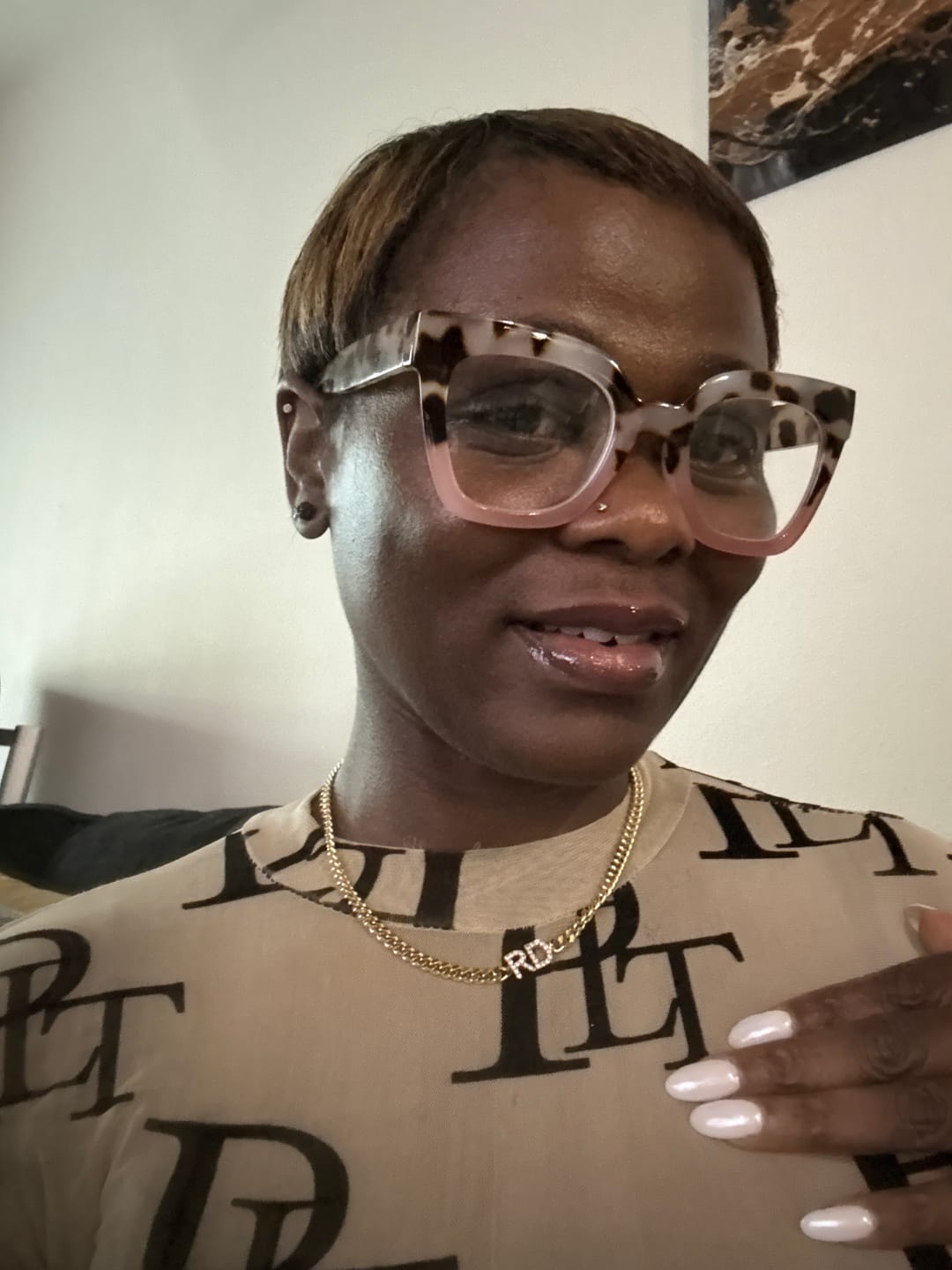 Customer photo review of Iced Initials Necklace w/ Cuban Chain