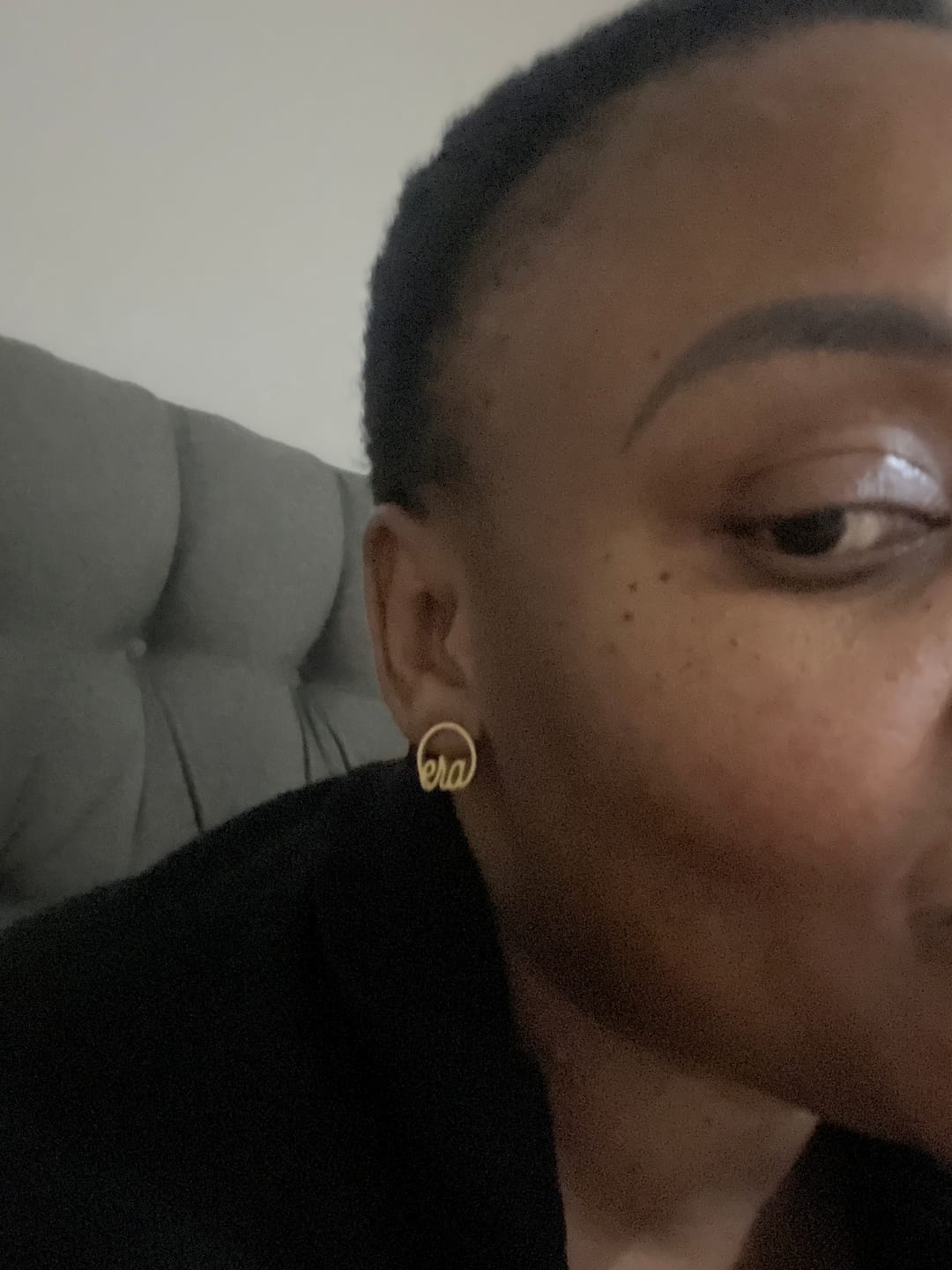 Customer photo review of Gold Era Logo Studs