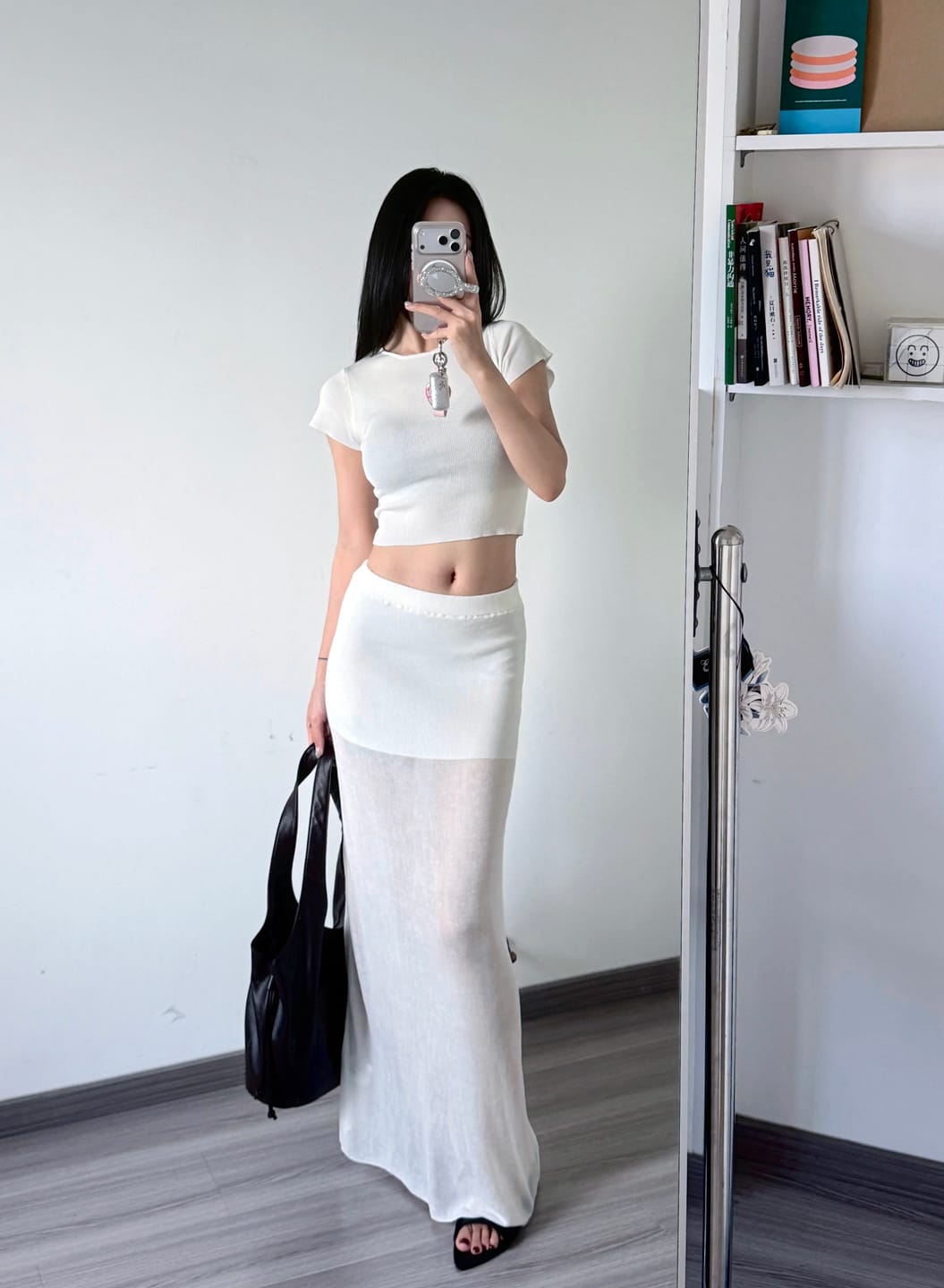 Customer photo review of 0122stepll Sheer Knit Maxi Skirt & Baby Tee Set