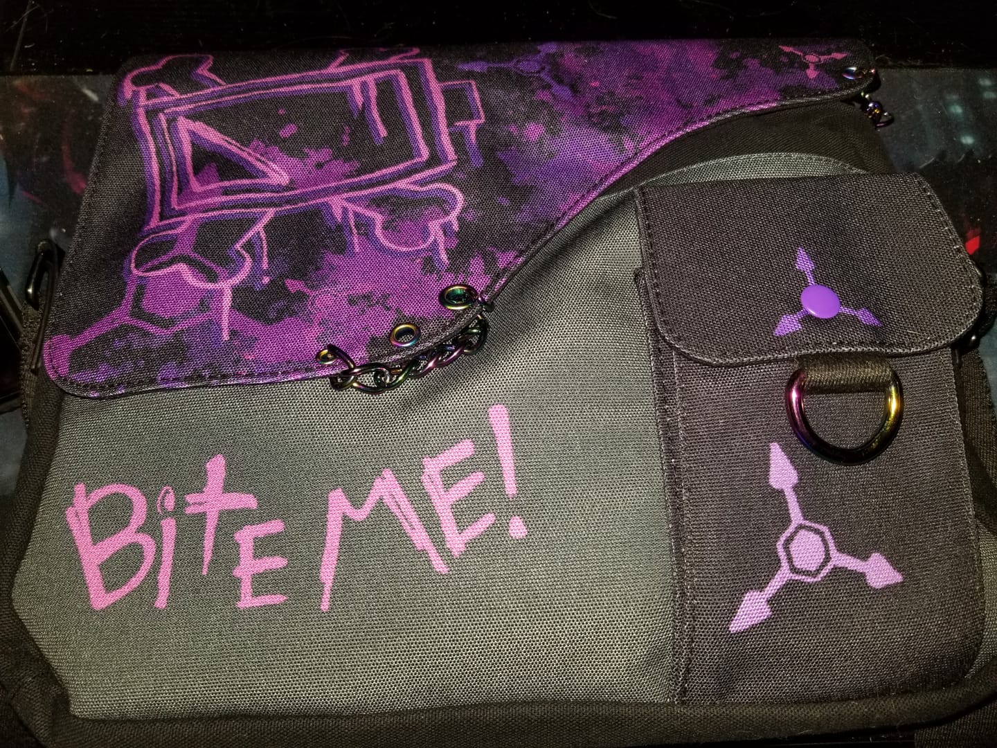 Customer photo review of Murder Drones Laptop Bag