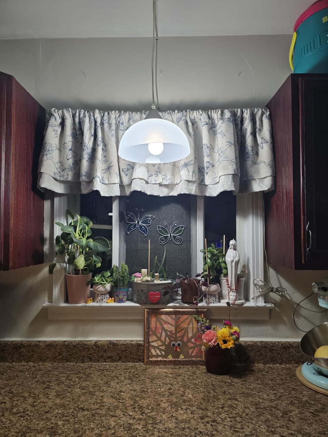Customer photo review of Botanical Butterfly Print Linen Valance