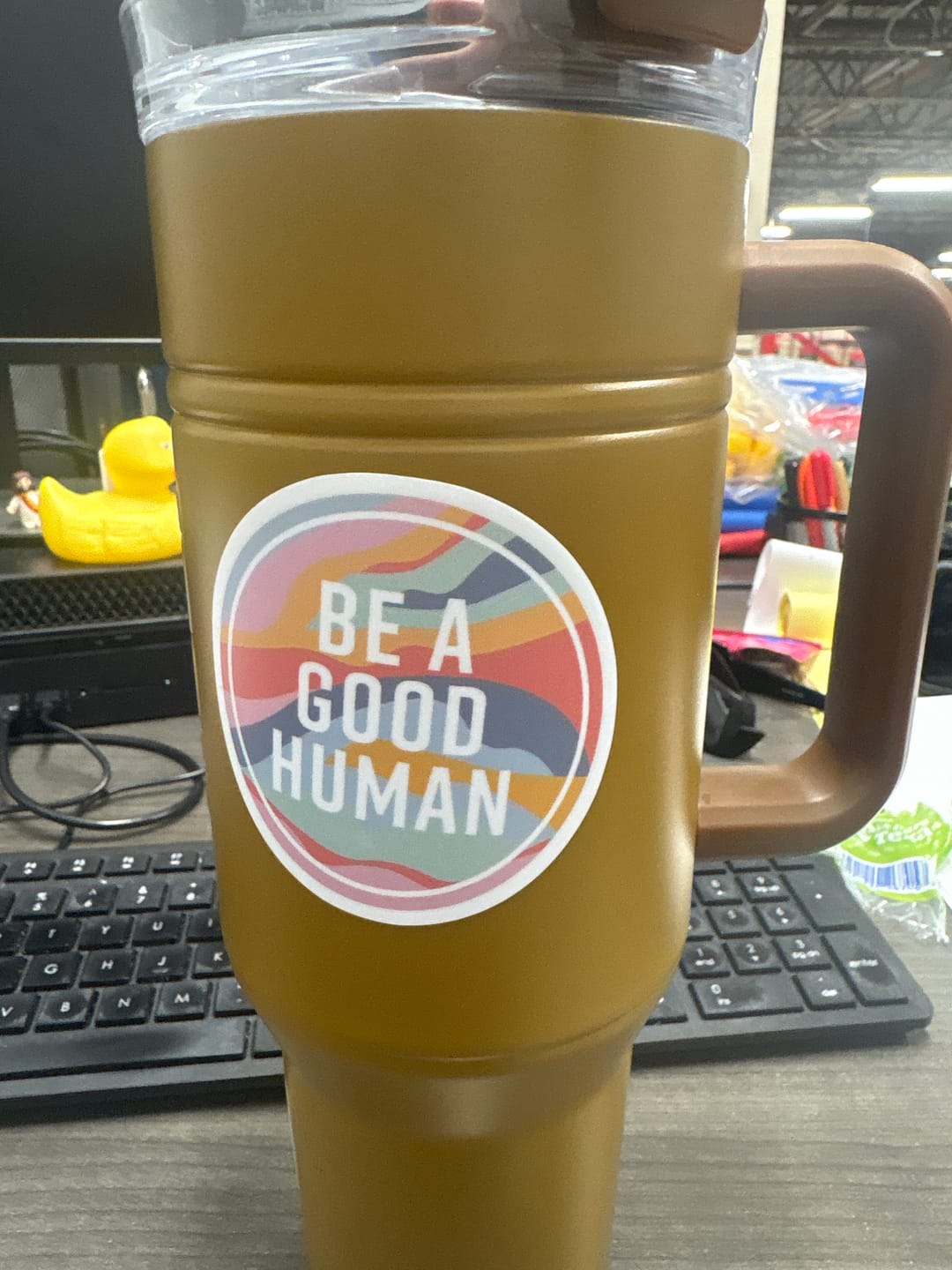 Customer photo review of Be A Good Human Sticker