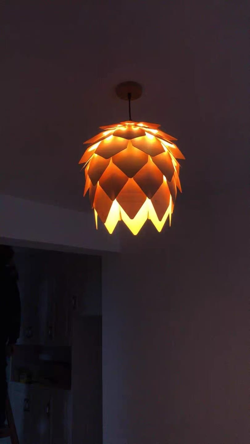 Customer photo review of Nordic Pinecone Wood Pendant Light