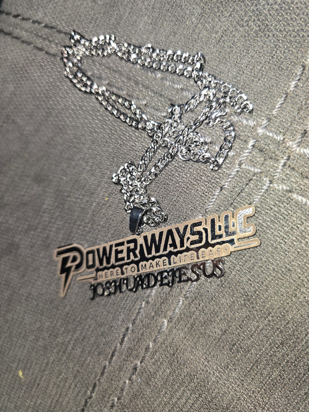 Customer photo review of Custom Logo Engraved Photo Pendant Necklace