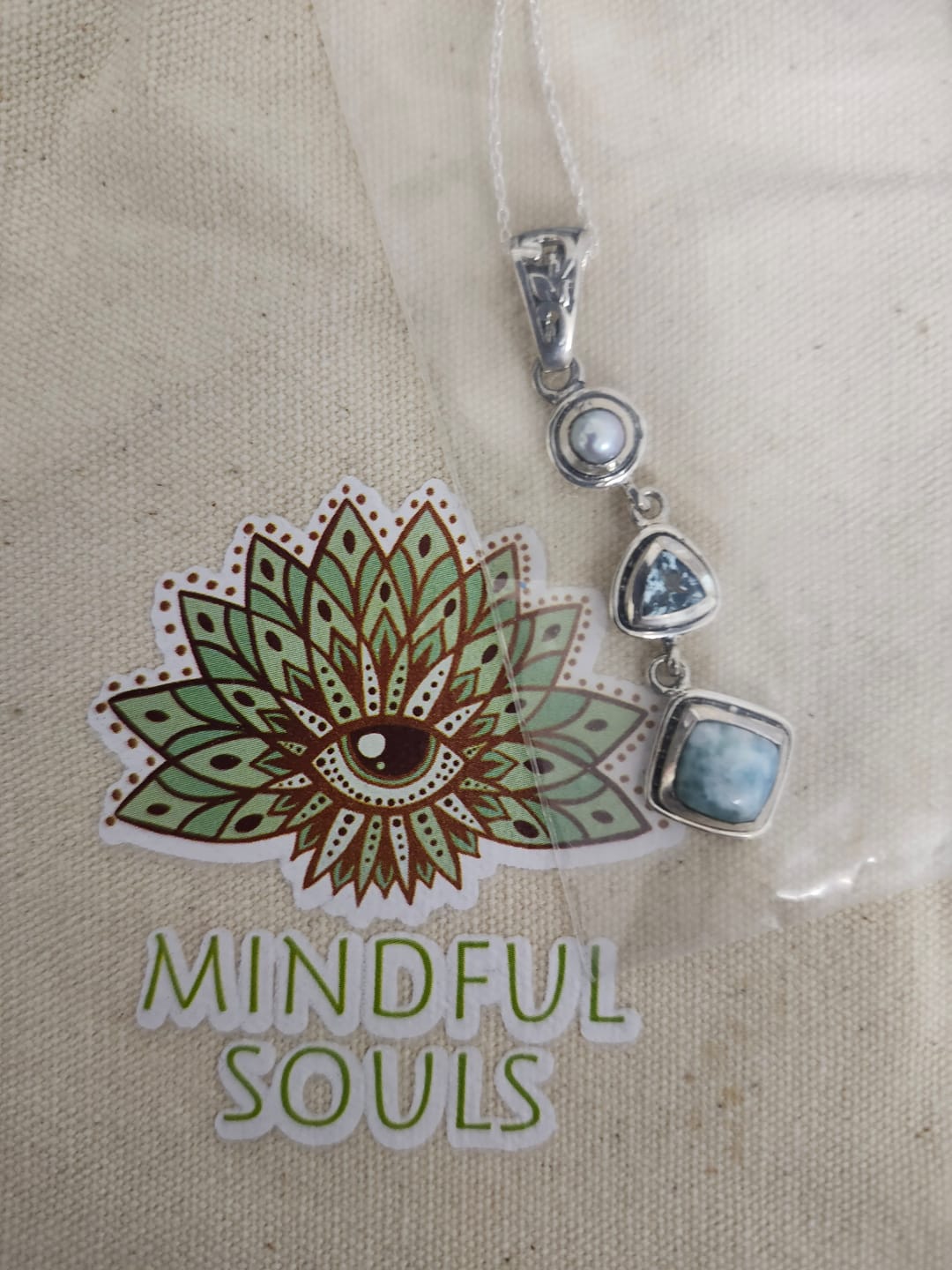 Customer photo review of Silver Larimar Necklace